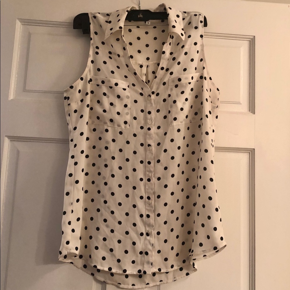 Express | Button down polka dot tank with pockets - Picture 4 of 4